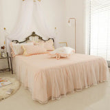 elvesmall Butterfly Embroidery Bedding Set Luxury Lace Ruffle Princess Duvet Cover Bedspread Bed Skirt Pillowcases Cotton Home Textile