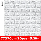 elvesmall  10pcs 3D Wall Sticker Imitation Brick Bedroom Decoration Waterproof Self Adhesive Wallpaper for Living Room Kitchen TV Backdrop
