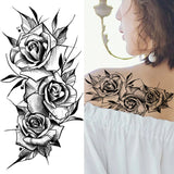 elvesmall Women's Fashion Flower Temporary Tattoos Sticker Fake Rose Feather TatooS Decal Waterproof Body Art Legs Arm Tatoos For Women