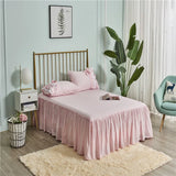 elvesmall  Free shipping cotton Korean princess ruffles lace cake layer pink embroidery bedding set twin full queen king size bed skirt YYX