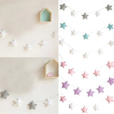 elvesmall 5Pcs Nordic Felt Stars Garland Banner Tent Bed Mat Pendants Baby Shower Bunting Ornaments for Kids Room Hanging Wall Decorations