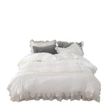 elvesmall Beige Crystal Velvet Bedding Set Winter Warm Bedspread Solid Color Thick Duvet Cover Bed Skirts Pillowcase Home Textile