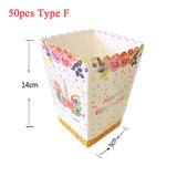 50pcs Paper Candy Cartons Popcorn Box Party Supplies White Popcorn Boxes Pop Corn Snacks Food Tub Wedding Kids Birthday Supplies