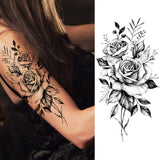 elvesmall Women's Fashion Flower Temporary Tattoos Sticker Fake Rose Feather TatooS Decal Waterproof Body Art Legs Arm Tatoos For Women