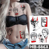 Waterproof Temporary Tattoo Sticker Old School Prajna Demon Knife Fake Tattoos Snake Rose Body Art Arm Fake Tatoo Women Men