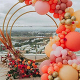 elvesmall 115Pcs Coral Red Balloon Arch Garland Rose Gold Chorme Metallic Balloons Romantic Wedding Party Decoration Birthday Balloons