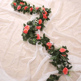 elvesmall Silk Artificial Rose Vine Hanging Flowers for Wall Christmas Rattan Fake Plants Leaves Garland Romantic Wedding Home Decoration