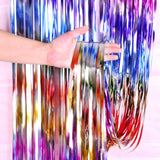 elvesmall New Arrival 2-3M Wedding Party Backdrop Decoration Frosted STAR Curtains Fringe Tinsel Foil Matte Curtain Birthday Party Drapes