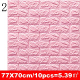 elvesmall  10pcs 3D Wall Sticker Imitation Brick Bedroom Decoration Waterproof Self Adhesive Wallpaper for Living Room Kitchen TV Backdrop