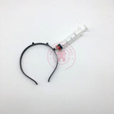 elvesmall Halloween Hair Hoop Plastic Simulation Wear Head Kitchen Knife Head Buckle Cosplay Props Needle Barrel Head Hoop Party Decor Toy