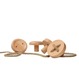 elvesmall 1Pc Creative Solid Wood Button Hook Wall-Mounted Decorative Coat Hook Key Chain Hat Scarf Storage Rack Bathroom Kitchen Supplies
