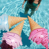 elvesmall Summer Outdoor Creative Floats Cute Giant Inflatable Ice Cream Swim Ring Lounger Pool Party Swimming Pool Floats for Adults