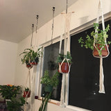 elvesmall Valentine's Day Handmade Flower Hanging Pot Rope Net Macrame Plant Hanger Flower Pot for Home Wall Decoration Courtyard Garden Planter Basket