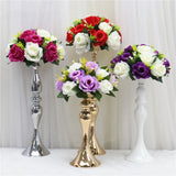 elvesmall  Cheap Artificial Flower Ball Plastic Green Mesh Base Silk Table Centerpieces For Wedding Decor Party Road Lead Flower Bouquets