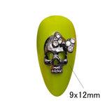 elvesmall 10 Pcs Gold silver Skull 3D Nail Art Decorations,Alloy Halloween Nail Charms Jewelry for Nail Polish Tools QB082-083