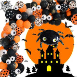 elvesmall Halloween Balloon Garland Arch Kit DIY Spider Halloween Balloons Garland Party Decoration Balloon Halloween Decoration