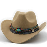 elvesmall Wool Women's Men's Western Cowboy Hat For Gentleman Lady Jazz Cowgirl With Leather Cloche Church Sombrero Caps