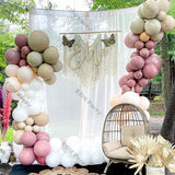 elvesmall Doubled Dust Pink Boho Wedding Engagement Decoration Chrome Rose Gold Nude Balloons Garland Ballon Arch Global Birthday Decor