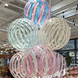 elvesmall 5pcs 18 Inch Pastel Candy Balloons Round Helium Clear Crystal Striped Bubble Balloons Baby Shower Birthday Party Wedding