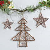 elvesmall Natural Rattan Vine Stars Treetop Decoration Rattan Christmas Tree Ornament Xmas Floral Wreath Hoop Holder Base Christmas Decor