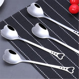 elvesmall  10Pcs Stainless Steel Heart Shape Coffee Spoons Kitchen Accessories Sugar Stirring Spoons Dessert  Dinnerware Wedding Gift Favor