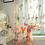 elvesmall 1PC Tulle Curtain For Bedroom Kitchen Kids Room Decoration Louver Window Treatments Romantic Butterfly Pattern Sheer Drape