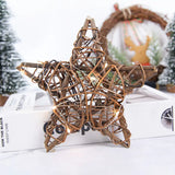 elvesmall Natural Rattan Vine Stars Treetop Decoration Rattan Christmas Tree Ornament Xmas Floral Wreath Hoop Holder Base Christmas Decor