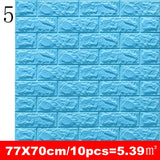 elvesmall  10pcs 3D Wall Sticker Imitation Brick Bedroom Decoration Waterproof Self Adhesive Wallpaper for Living Room Kitchen TV Backdrop