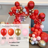 elvesmall 115Pcs Coral Red Balloon Arch Garland Rose Gold Chorme Metallic Balloons Romantic Wedding Party Decoration Birthday Balloons