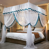 elvesmall Princess Canopy Bed Curtains 4 Corner 3 Side Openings Post Bed Curtain Canopy Netting Mosquito Net Bedding No Bracket