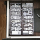 elvesmall Cable Storage Box Transparent Plastic Data Line Storage Container for Desk Stationery Multifunctional headset Data charging line