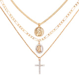 elvesmall  Trendy Butterfly Crystal Chain Necklace Choker for Women Multilayer Babygirl Letter Cross Pendant Necklaces Jewelry