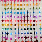 elvesmall New Star Wave Point Star Rain Silk Curtain Birthday Party Background Wall Wedding Decoration Dessert Table Layout Supplies