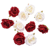 elvesmall 5/10pcs Artificial Rose Head Silk Leaves Flower For Home Wedding Party Gift Box Decoration Fake Flower DIY Christmas Wreath 10cm