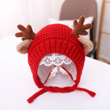 elvesmall Cute Deer Elk Antlers Baby Hat Winter Warm Plush Knitted Ear Warmer Children Hat Bonnet Boys Girls Cap Beanie Christmas Hats