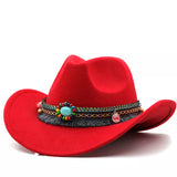 elvesmall Wool Women's Men's Western Cowboy Hat For Gentleman Lady Jazz Cowgirl With Leather Cloche Church Sombrero Caps