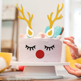 elvesmall 1Set Cute Elk Cake Topper Christmas Cake Toppers Decoration for Home Navidad New Year Decor Kids Birhtday Party Supplies