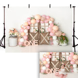 elvesmall Newborn kids Portrait cake smash Photography Backdrop 1st Birthday spring floral pink balloons birdcage photo background studio