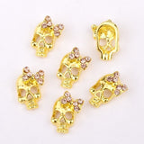 elvesmall 10 Pcs Gold silver Skull 3D Nail Art Decorations,Alloy Halloween Nail Charms Jewelry for Nail Polish Tools QB082-083