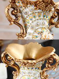 elvesmall Luxury European Resin Vase Stereoscopic Dried Fowers Arrangement Wobble Plate Living Room Entrance Ornaments Home Decorations