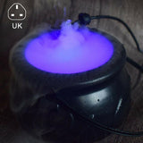 elvesmall Halloween Witch Pot Smoke Machine Fog Maker Water Fountain Fogger Color Changing Fog Machine Party Prop Halloween Decoration