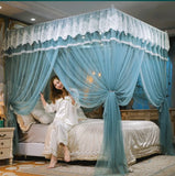 elvesmall Luxury Princess Canopy Bed Curtains 3 Side Openings HomeBed Curtain Netting Mosquito Net Bedding No Bracket