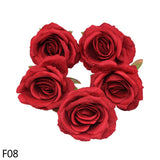 elvesmall 5/10pcs Artificial Rose Head Silk Leaves Flower For Home Wedding Party Gift Box Decoration Fake Flower DIY Christmas Wreath 10cm