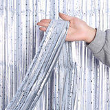 elvesmall New Arrival 2-3M Wedding Party Backdrop Decoration Frosted STAR Curtains Fringe Tinsel Foil Matte Curtain Birthday Party Drapes