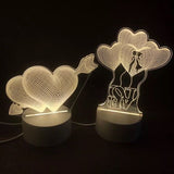 elvesmall Love 3D Lamp Acrylic LED Night Light Valentines Day Gift Wedding Decoration Baby Shower Kids Birthday Party Christmas New Year