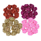 elvesmall 72pcs/lot 2cm Gold Pink Glitter Foam Rose Artificial Flower Bouquet for Wedding Home Party Decoration DIY Fake Flower Wall