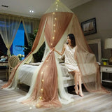 elvesmall Household Breathable Hanging Dome Mosquito Net Romantic Canopy Bed Valance Fringe Lace Tent Dream Room Decoration Mosquito Net
