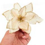 elvesmall 10Pcs Large Sequins Christmas Flower Glitter Poinsettia 5.5inch Artificial Flowers Christmas Tree Ornaments Home Decorations