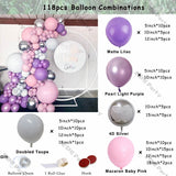 elvesmall Macaron Purple Balloons Garland Chain Wedding Birthday Decoration Pearl White Macaron Lilac Ballon Arch DIY Baby Shower Decor