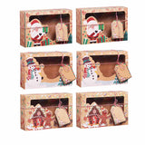 3/6/9/12pcs Kraft Paper Candy Boxes Merry Christmas Cookie Gift Box Clear Window Packaging Bag Party Favor New Year Decoration